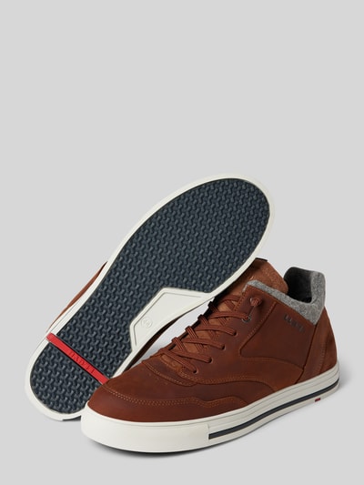 Lloyd Leren sneakers met labelprint, model 'ELLISON' Cognac - 4