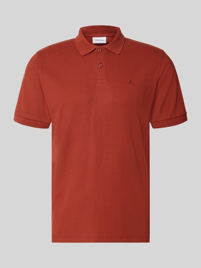 Produktfoto, Slim Fit Poloshirt mit Label-Stitching Modell 'AUSTIN' von JACK & JONES, mieszanka materiałów z dodatkiem bawełny, kołnierzyk polo, krój slim fit, wyhaftowane logo, Długość tyłu w rozmiarze M: 70 cm