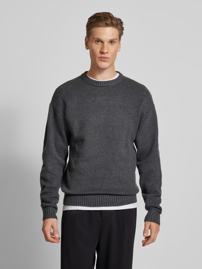 Jack & Jones Strickpullover mit gerippten Abschlüssen Modell 'OLLIE' Anthrazit 4