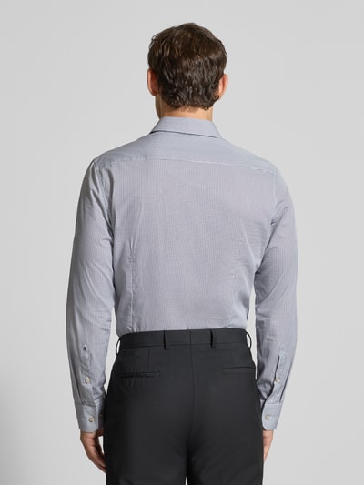 SEIDENSTICKER Slim fit zakelijk overhemd in all-over look model 'New Kent' Marineblauw - 5