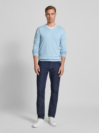 Tom Tailor Regular fit gebreide pullover met V-hals Lichtblauw - 1