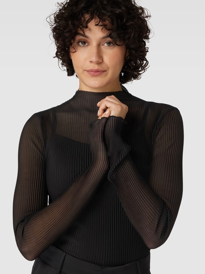 BOSS Black Women Shirt met lange mouwen en turtleneck, model 'Esami' Zwart - 3