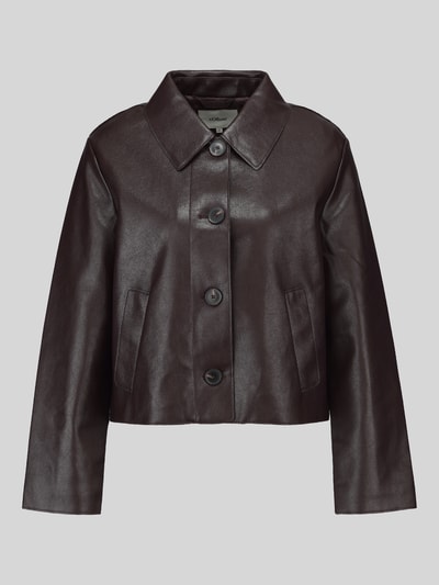 s.Oliver RED LABEL Regular Fit Kunstlederjacke mit Umlegekragen Dunkelbraun 2