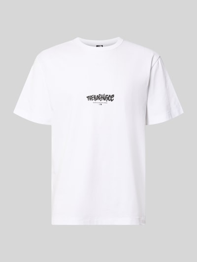 Produktfoto, Relaxed Fit T-Shirt aus reiner Baumwolle mit Logo-Print von The North Face in Weiß, Rundhalsausschnitt, glatte Struktur