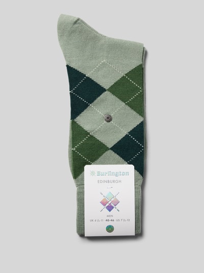 Burlington Sokken van scheerwolmix met labeldetail Groen - 3