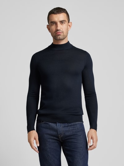 Christian Berg Men Gebreide pullover met turtleneck Donkerblauw gemêleerd - 4