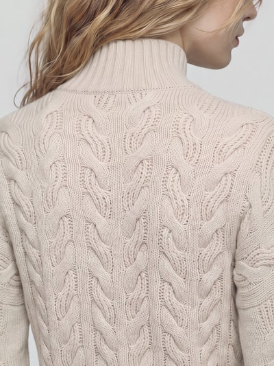 Max Mara Studio Pullover aus Wolle Kaschmir mit Zopfmuster Beige Melange 3