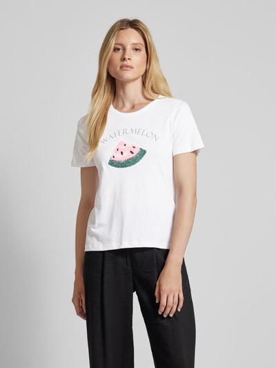 B.Young T-Shirt mit Paillettenbesatz Modell 'Safa' Weiss 4