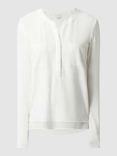 Milano Italy Blouse met paspelzakken op de borst Offwhite - 2