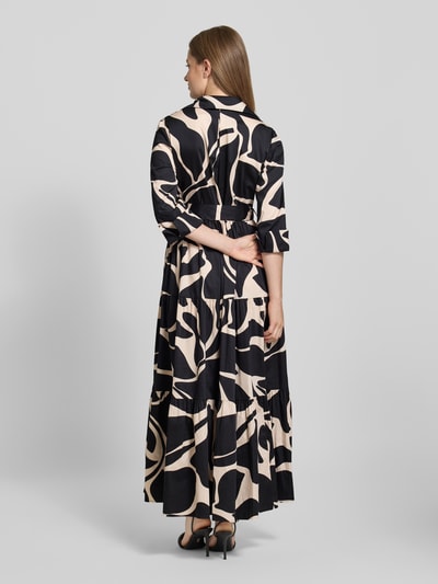 Christian Berg Cocktail Maxikleid aus Baumwoll-Mix mit Umlegekragen Beige 5