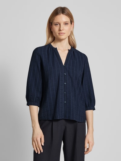 OPUS Blouse met structuurmotief, model ‘Falika’ Marineblauw - 4