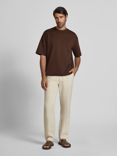 SELECTED HOMME Oversized T-Shirt aus Baumwoll-Mix Modell 'OSCAR' Dunkelbraun 1