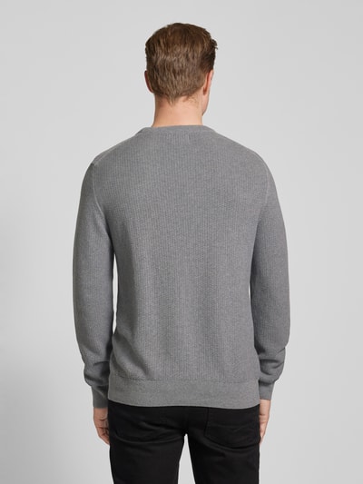 Gant Gebreide pullover met structuurmotief en ronde hals Donkergrijs gemêleerd - 5