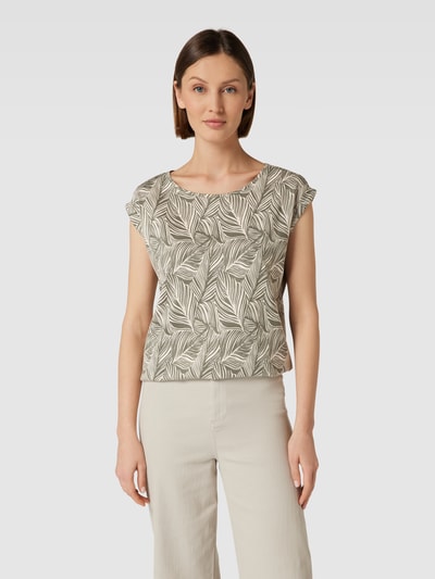 Montego T-shirt z przeszytą zakładką na rękawach Trzcinowy 4