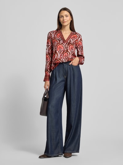 Emily Van den Bergh Regular Fit Bluse aus Viskose mit V-Ausschnitt Bordeaux 1