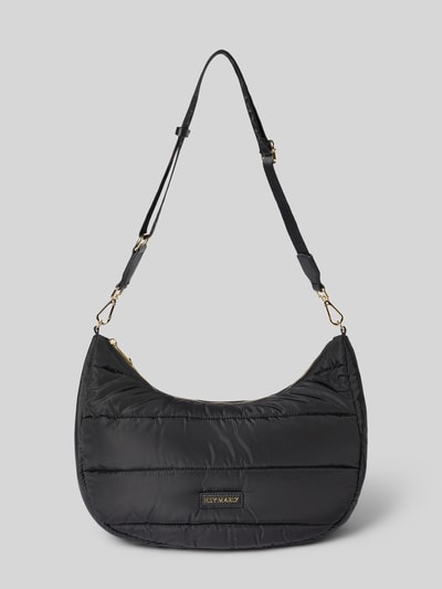 Produktfoto, Bauchtasche mit Steppnähten Modell 'Lifetime Buddy' von Hey Marly in Schwarz, metallic Label-Detail, strukturierte Oberfläche