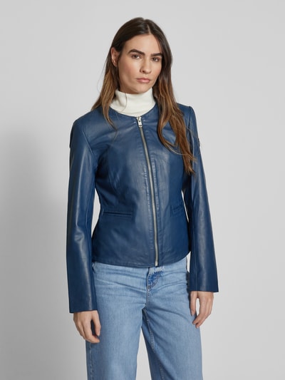 Cabrini Lederjacke mit Paspeltaschen Blau 4