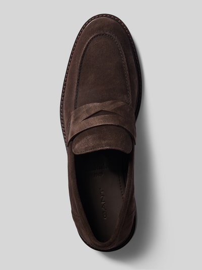Produktfoto, Loafer aus echtem Leder Modell 'Lozham' von GANT in Dunkelbraun, weiche Veloursleder-Textur, glatte Formen, Herren Loafer von GANT