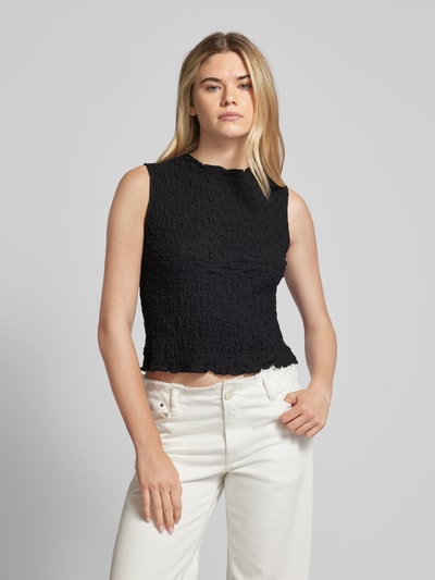 Tom Tailor Denim Top in Crinkle-Optik Black 4