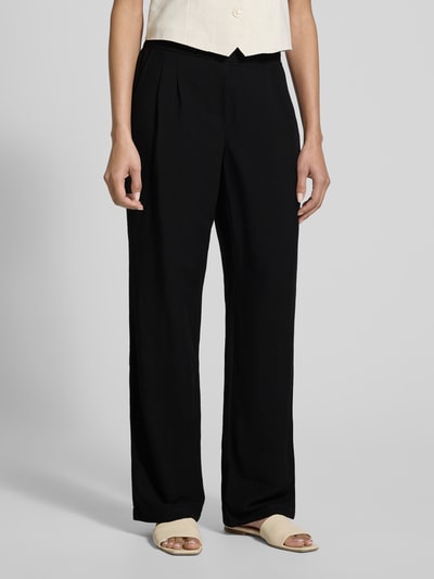 Stehmann Wide Leg Stoffhose aus Viskose-Leinen-Mix Modell 'Alexandria' Black 4