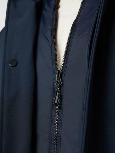 Matinique Lange jas met contrastbies, model 'Philman' Marineblauw - 3