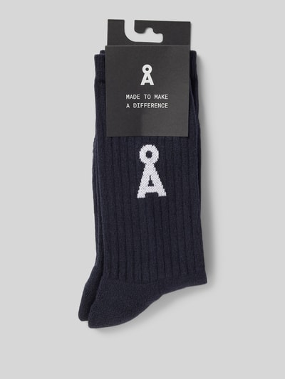 Armedangels Socken mit Logo-Detail Modell 'SAAMUS' Dunkelblau 3