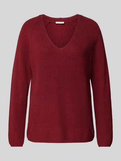 s.Oliver RED LABEL Pullover mit Rippstruktur und V-Ausschnitt Rot 2