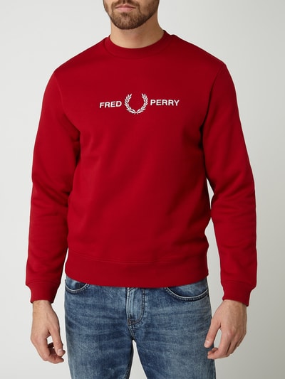 Fred Perry Sweatshirt met geborduurd logo  Rood - 4