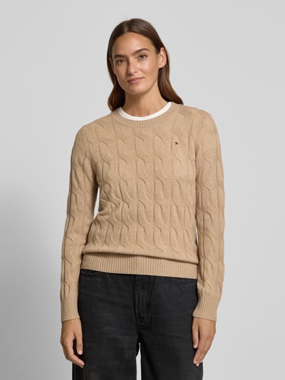 Tommy Hilfiger Regular Fit Strickpullover aus reiner Wolle Camel 4