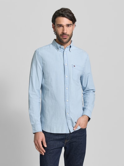 Tommy Hilfiger Regular fit vrijetijdsoverhemd van chambray Lichtblauw - 4