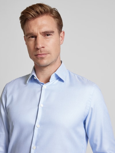 Jake*s Slim Fit Business-Hemd aus Two Ply mit extra langem Arm Bleu 3