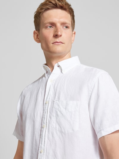 Gant Regular fit linnen overhemd met verlengde achterkant Wit - 3