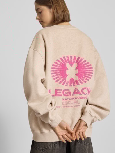 Karo Kauer Bluza o kroju oversized z okrągłym dekoltem model ‘Legacy’ Beżowy melanż 3