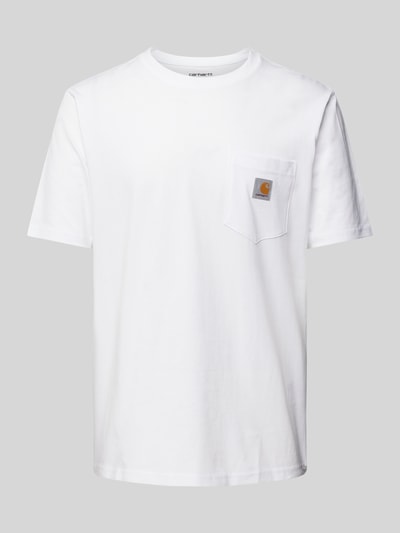 Carhartt Work In Progress T-Shirt mit Label-Patch Modell 'POCKET' Weiss 2