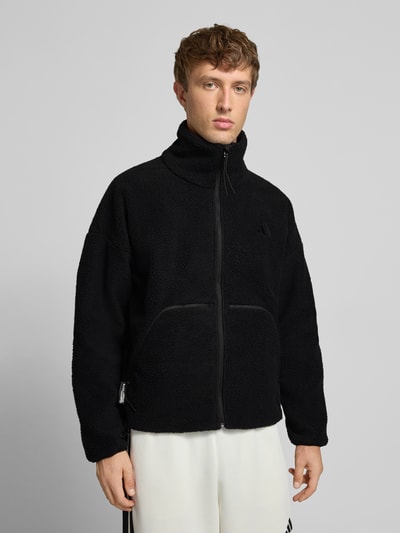 adidas Sportswear Fleecejacke mit Stehkragen und Label-Stitching Black 4