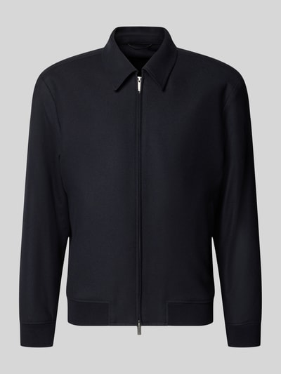Produktfoto, Slim Fit Bomberjacke mit Schurwoll-Anteil Modell 'P-Hanry-BMB-WG-264' von BOSS in Dunkelblau, glatte Textur, Herren Bomberjacke / Blouson