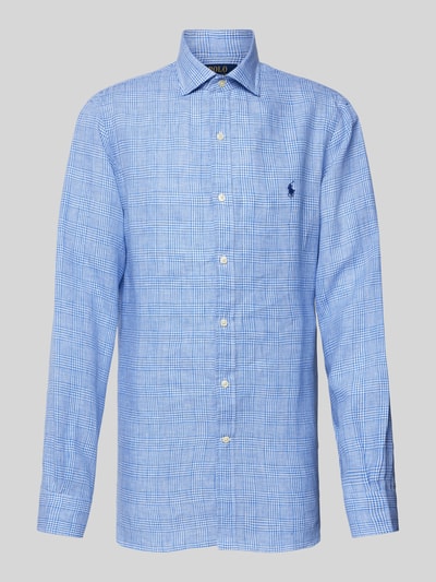 Polo Ralph Lauren Koszula lniana o kroju slim fit ze wzorem w kratę glencheck Królewski niebieski 2