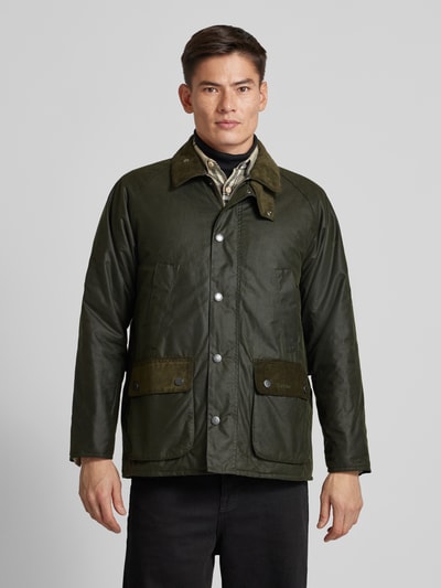 Barbour Jacke mit Label-Stitching Modell 'Cordale Wax' Oliv 4