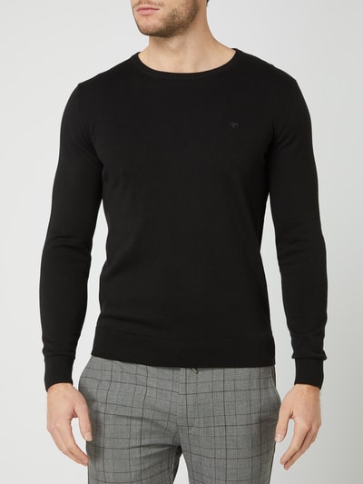 Tom Tailor Pullover aus Baumwolle mit Logo-Stickerei Black 4