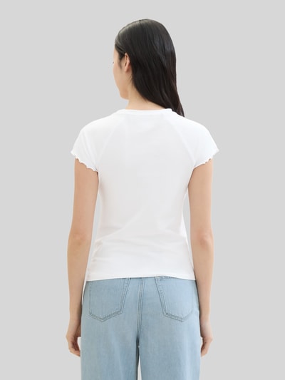 Tom Tailor Denim Slim Fit T-Shirt aus Rippstrick Weiss 5