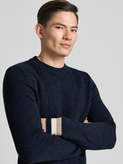 MAERZ Muenchen Gebreide pullover met ribboorden Marineblauw - 3