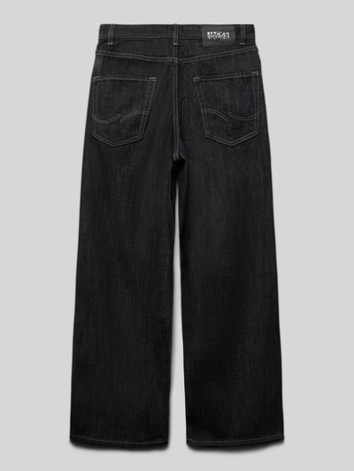 Productfoto, zwarte relaxed fit jeans van puur katoen, steekzakken, model 'DAVE' van Jack & Jones, bandwijdte maat 140: 35 cm, binnenbeenlengte maat 140: 62 cm