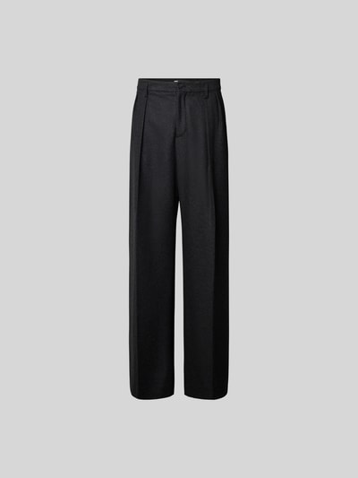 Produktfoto, Stoffhose aus Baumwoll-Mix von Filippa K in Schwarz, Straight Fit, Bügelfalten, Eingrifftaschen, strukturierte Oberfläche