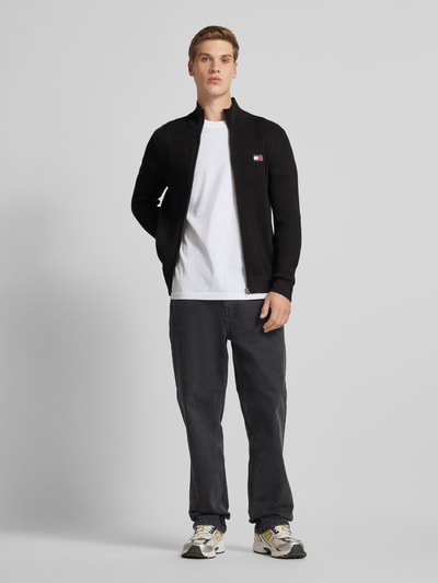 Tommy Jeans Slim fit gebreid jack met labelpatch Zwart - 1