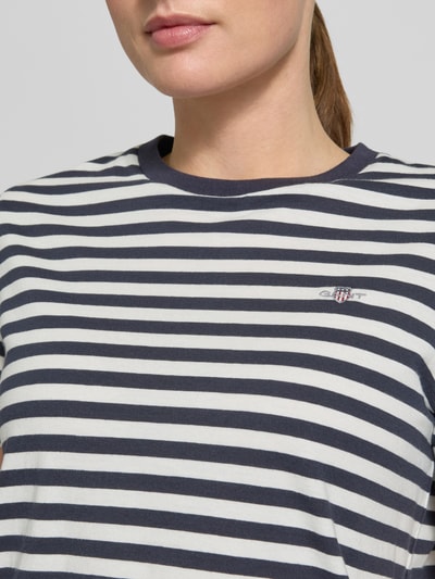 GANT T-Shirt mit Rundhalsausschnitt und Label-Stitching Marine 3