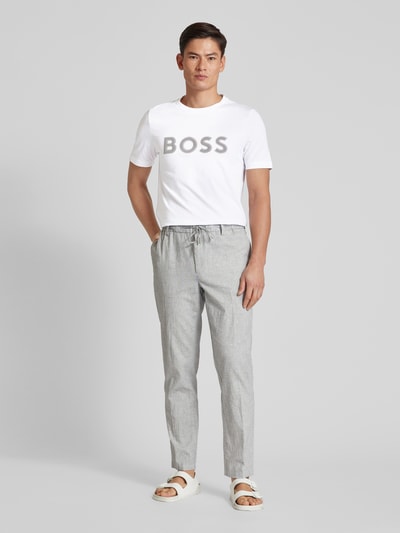 BOSS Green T-shirt met labelprint Wit - 1