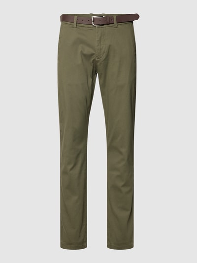 Lindbergh Regular fit chino met structuurmotief Kaki - 2