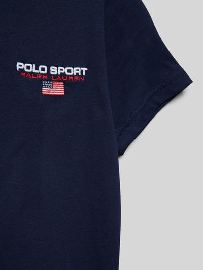 Polo Sport T-shirt z wyhaftowanym logo Granatowy 2