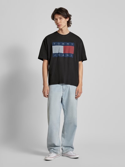 Tommy Jeans T-shirt met labelprint Zwart - 1