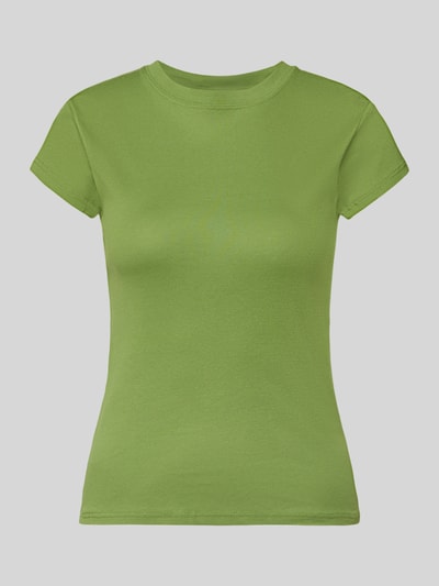 Produktfoto, T-shirt met ronde hals model 'EVERYDAY' van Topshop, dames, katoenmix, slim fit, groene kleur, ruglengte maat S 54 cm